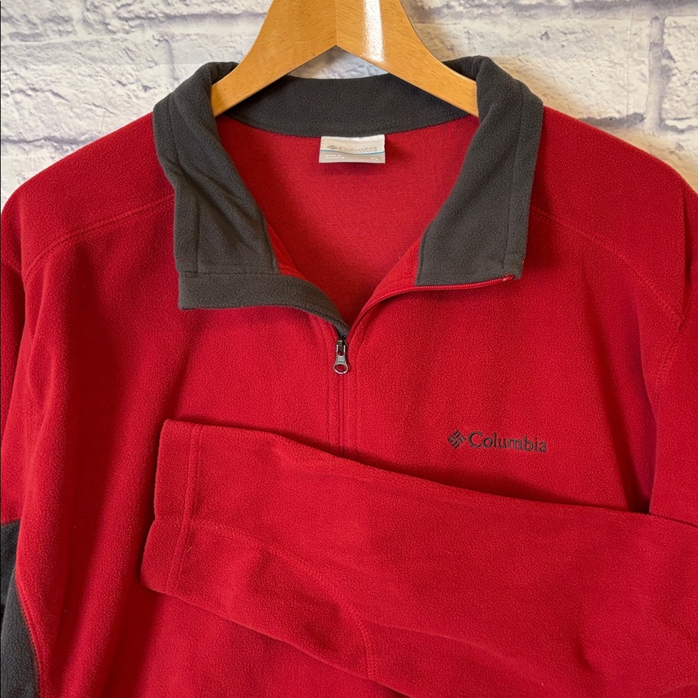 Columbia Fleece 1/4 Zip Pullover Lightweight Red and Gray Fleece Size XL NWT